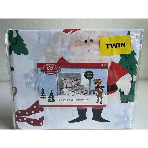 RUDOLPH The Red-Nosed Reindeer TWIN  Size Sheet Set Holiday Christmas NEW - Picture 1 of 11